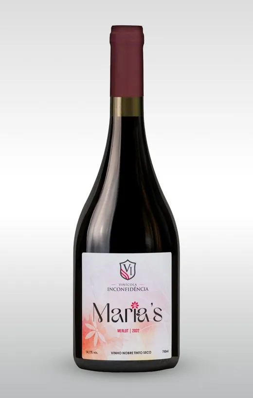 Rótulo do vinho Maria's Merlot 2022, Vinícola Inconfidência
