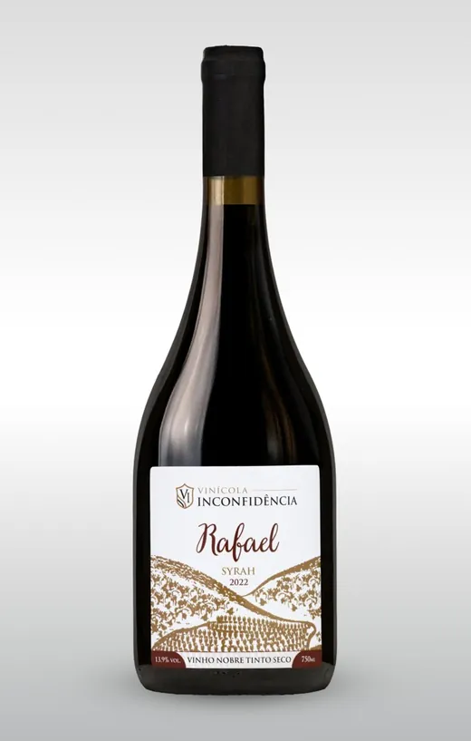 Rótulo do vinho Rafael Syrah 2022, Vinícola Inconfidência